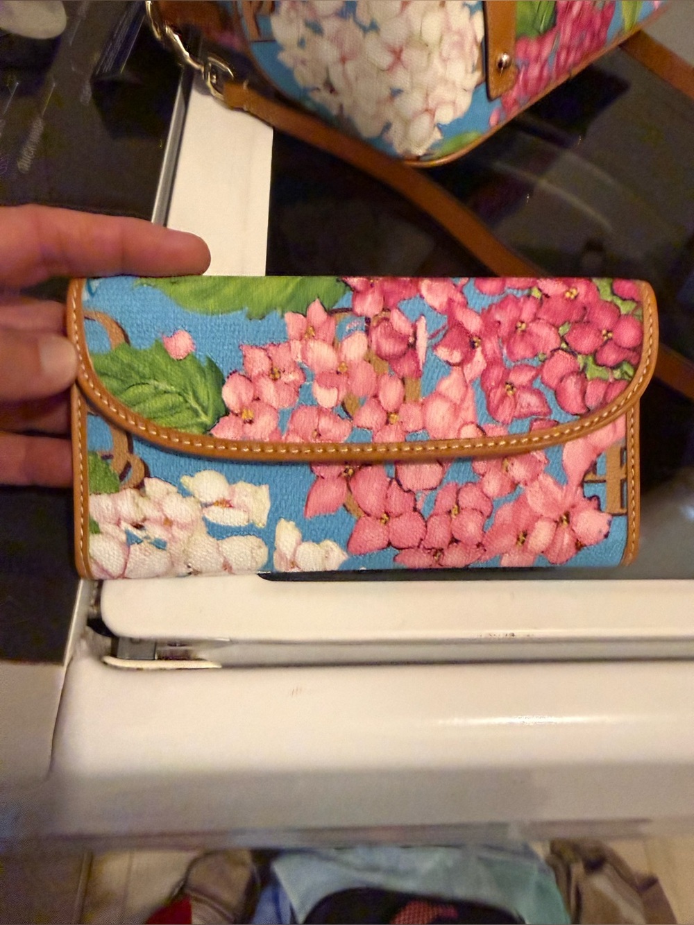 Dooney and bourke blue hydrangea wallet NWOT (purse not included)